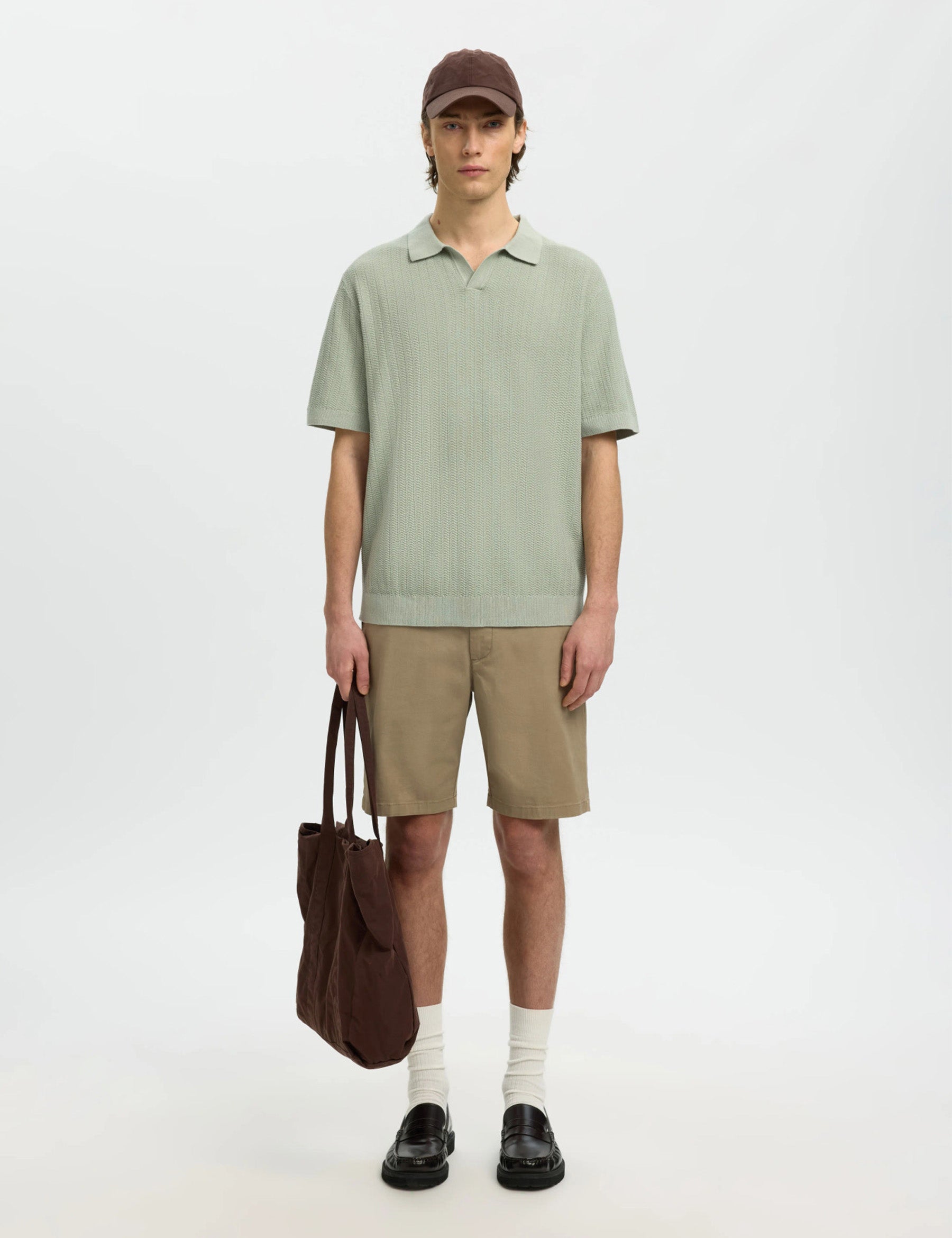 Mattis Linen Blend Polo Shirt - Aqua Gray