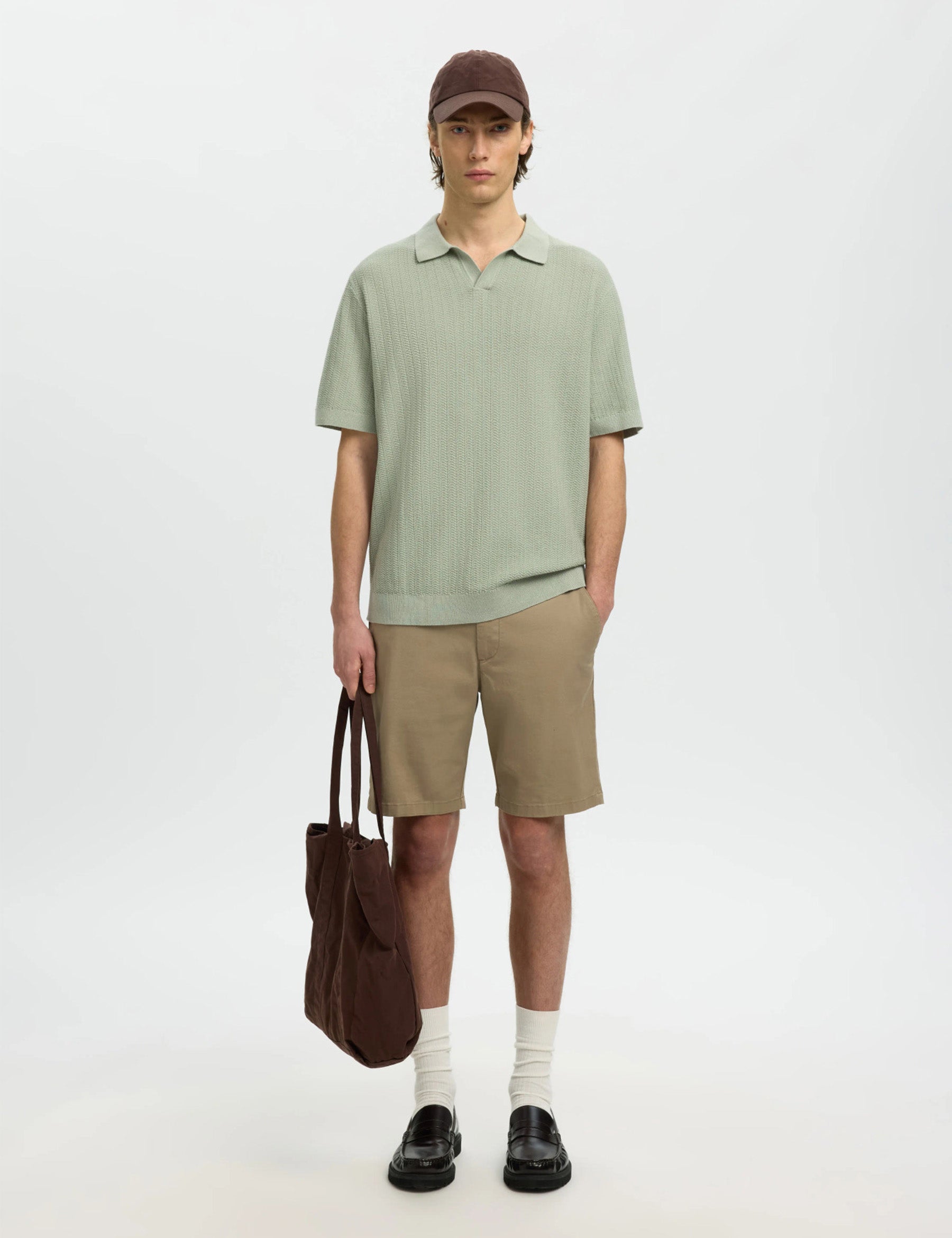 Mattis Linen Blend Polo Shirt - Aqua Gray
