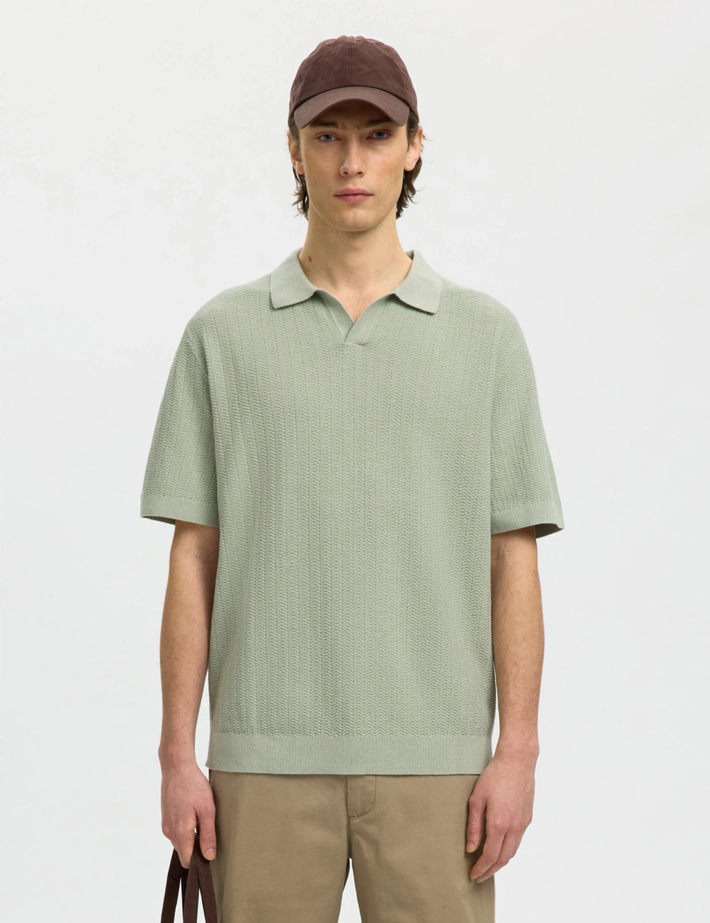 Mattis Linen Blend Polo Shirt - Aqua Gray