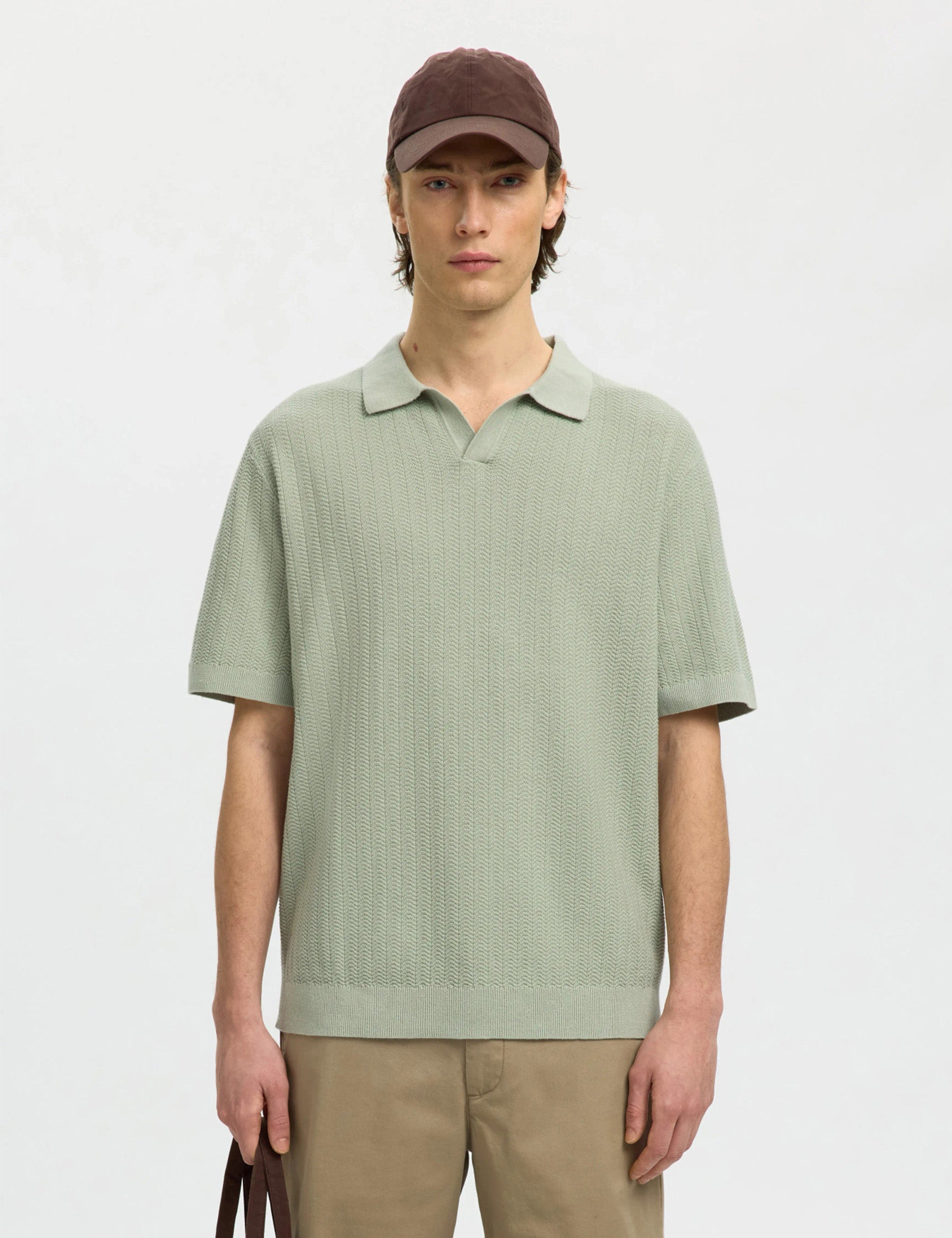 Mattis Linen Blend Polo Shirt - Aqua Gray