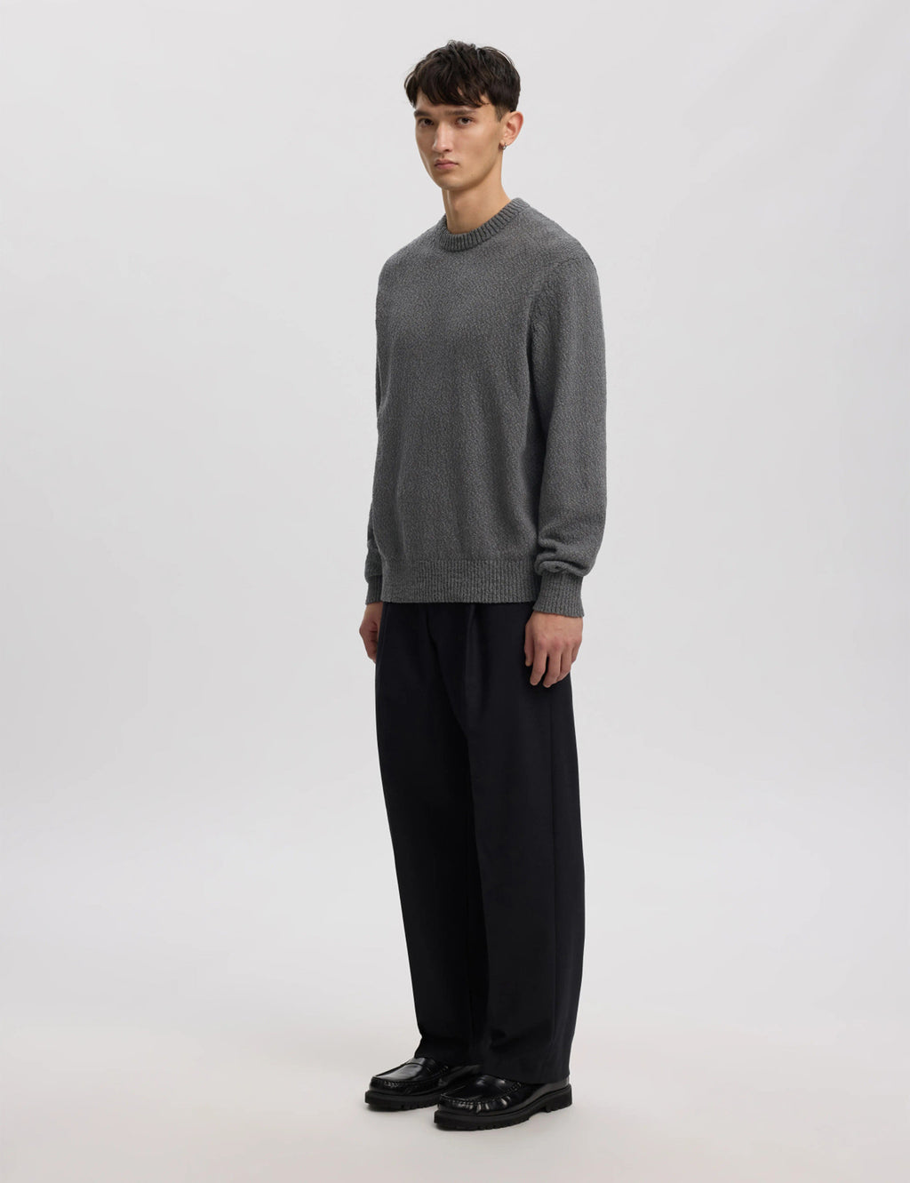 Ragi Boucle Knit Crewneck Jumper - Dark Grey