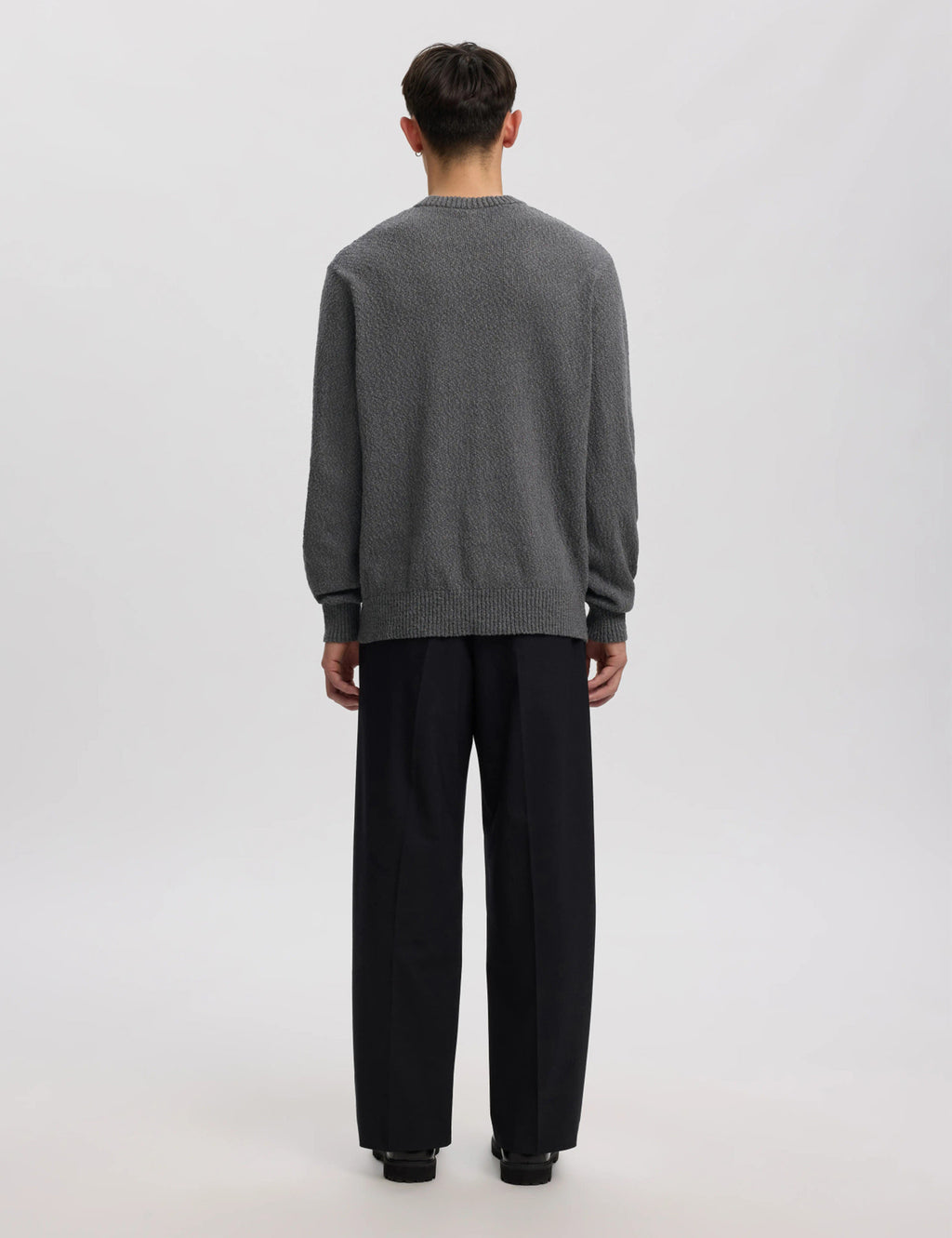 Ragi Boucle Knit Crewneck Jumper - Dark Grey