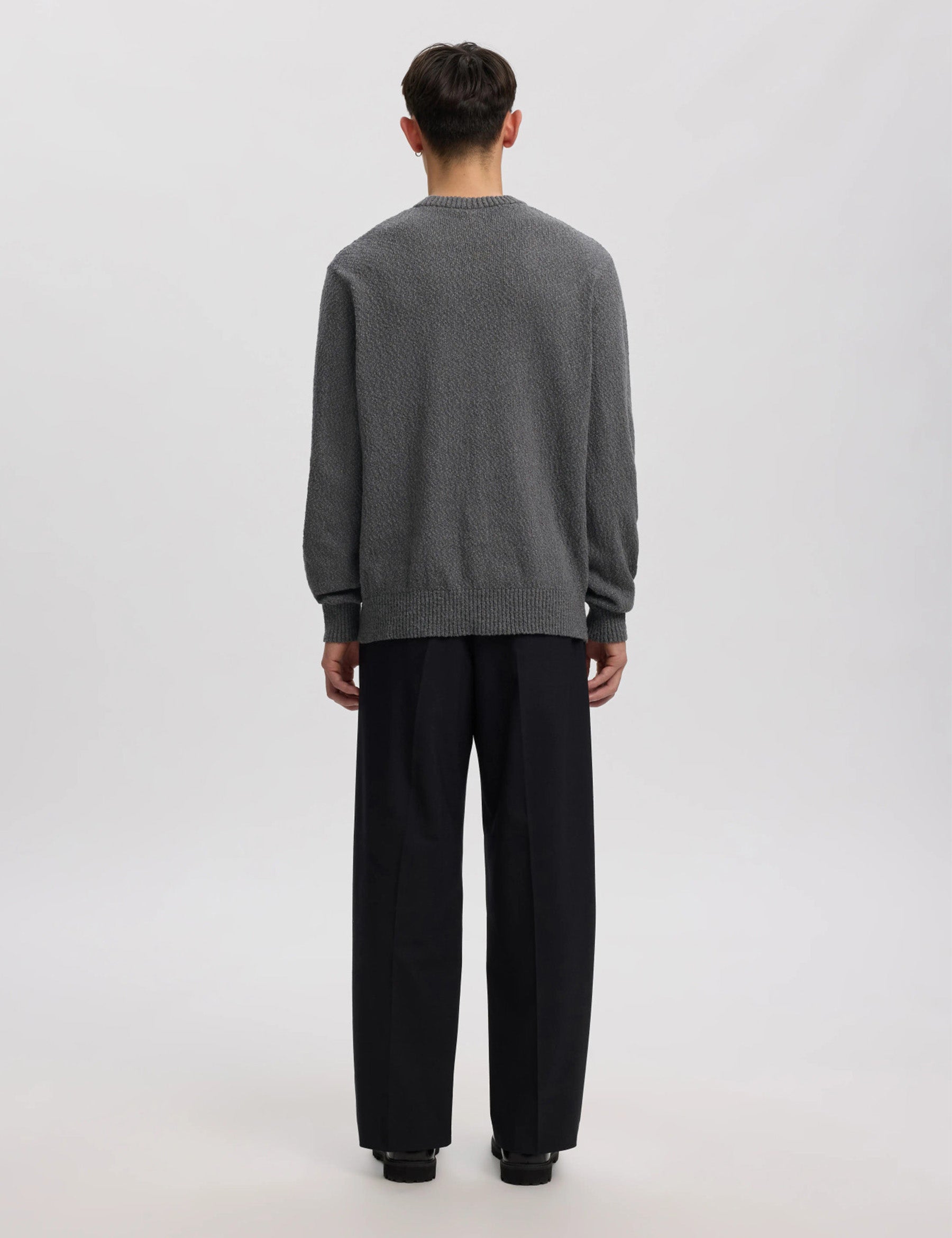 Ragi Boucle Knit Crewneck Jumper - Dark Grey