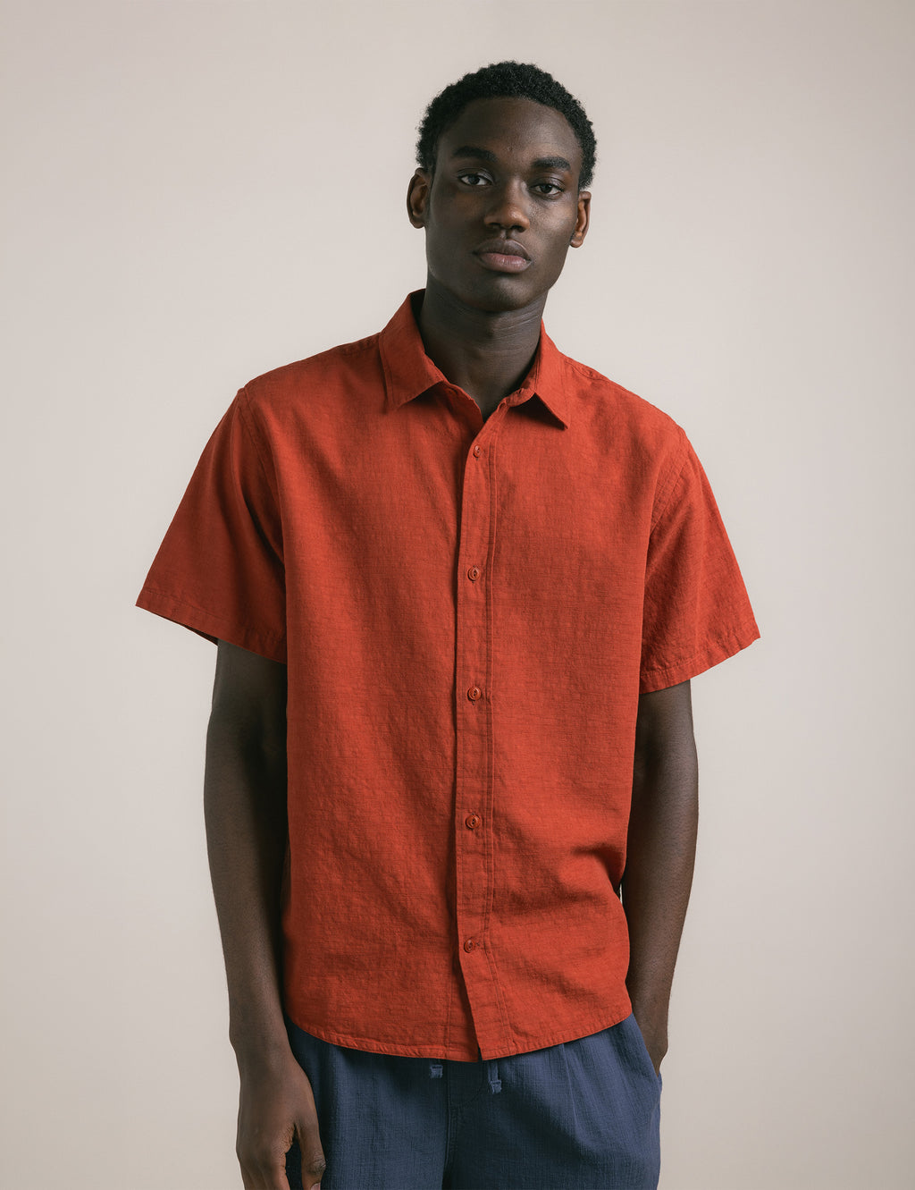 Ferness Oversized Shirt - Rusted Red Slub