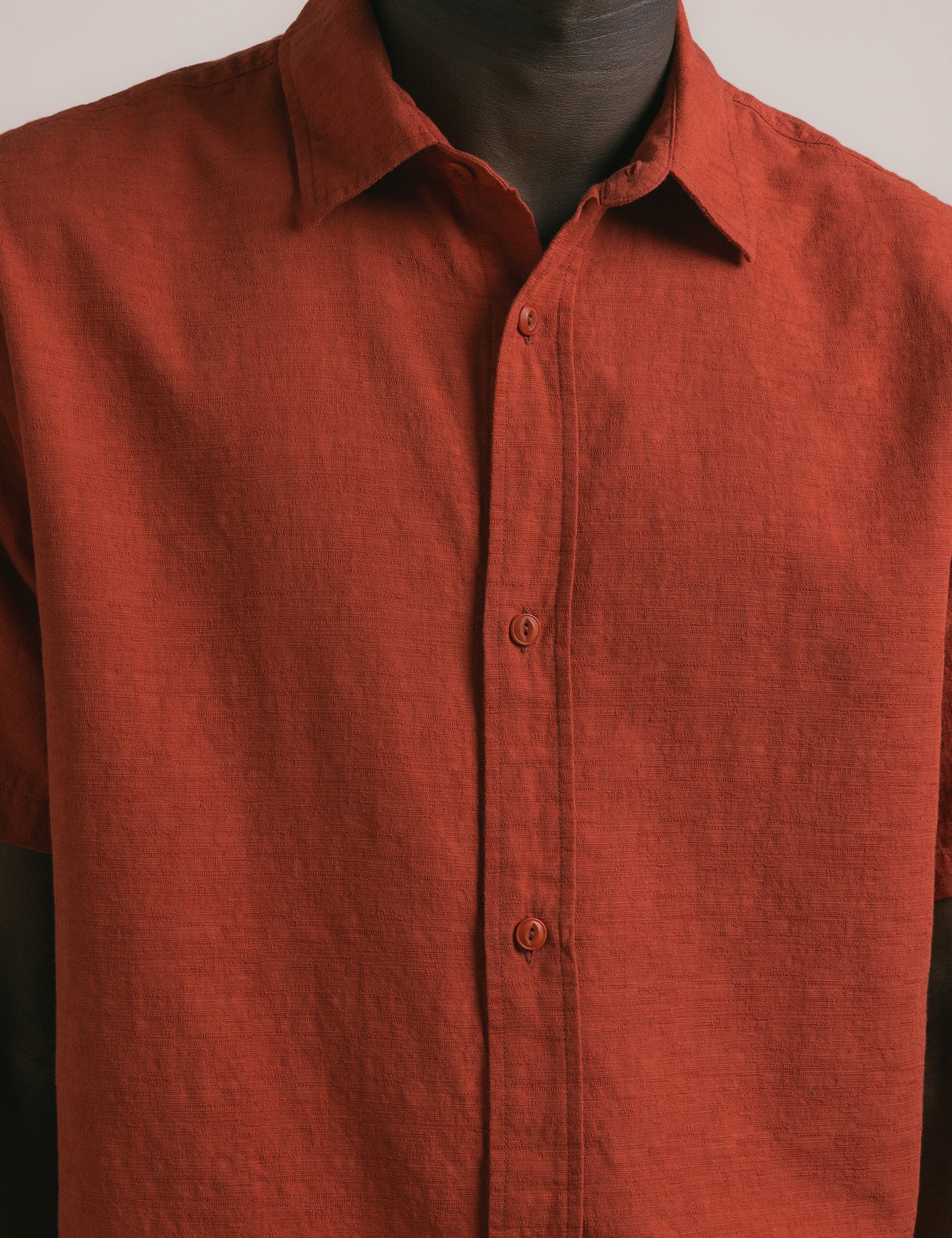 Ferness Oversized Shirt - Rusted Red Slub