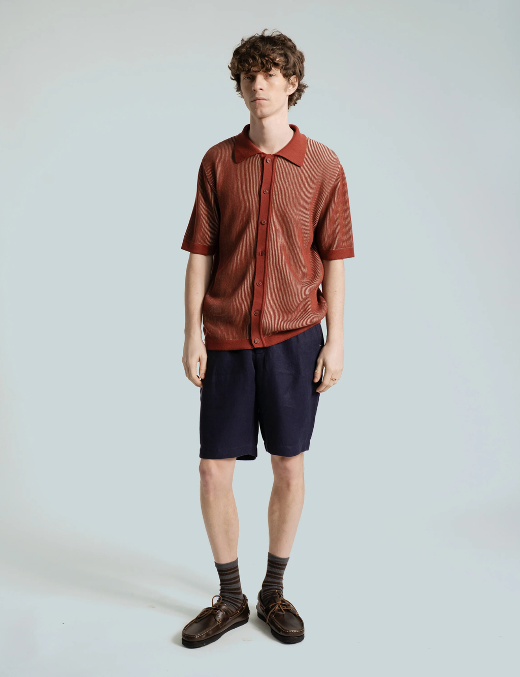 Velzy Helio Stripe Knit Shirt - Burgundy