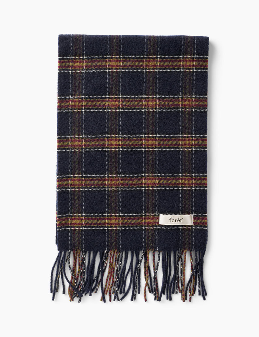 Wool Scarf - Navy Check